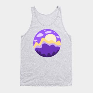 Cute artwork landscape with mountains and the Sun Tank Top